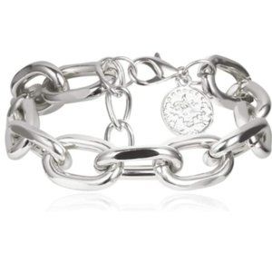 18K WHITE GOLD PUNK CHAIN LINK BANGLE/BRACELET